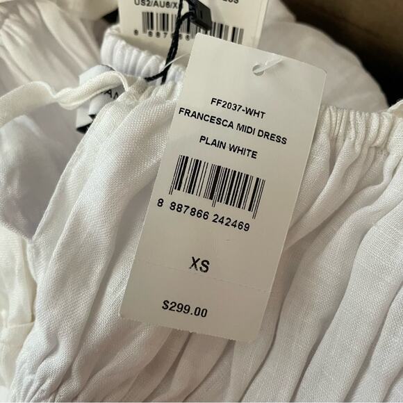 Faithfull the Brand Francesca Midi Dress Plain White Women’s Sz XS - Picture 6 of 8